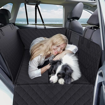 Back Seat Extender for Dogs, Dog Car Seat Cover Hard Bottom Holds 400lbs, Large Space, Waterproof Dog Car Seat Cover Hard Bottom-Detachable and Foldable, Dog Car Bed for Car, SUV, Truck