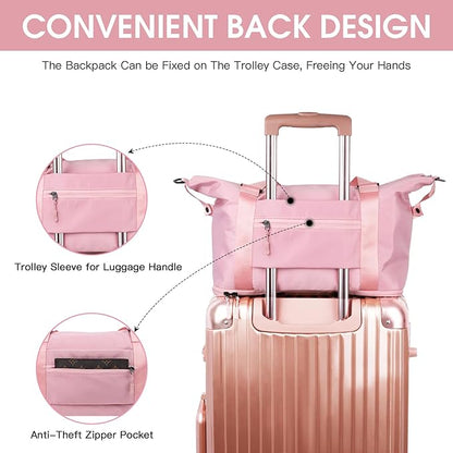 BALEINE Travel Tote Bag for Women, Weekender Carry-on Tote, Large Duffel Bag Gym Bag Overnight Bag with Wet Compartment