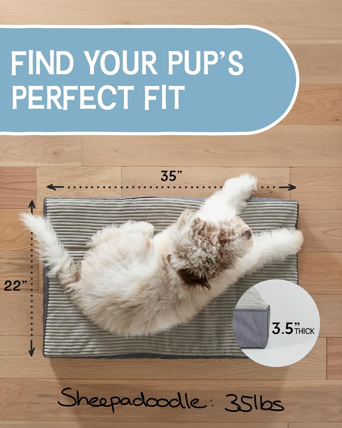 30 Inch Orthopedic Waterproof & Machine Washable Dog Bed with Egg Crate Foam Support, Non-Slip Bottom and Removable Pet Bed Cover for Extra Large, Large, Medium, Small Dogs (Gray)