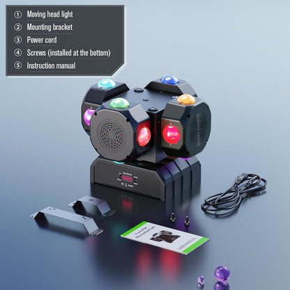 HOLDLAMP 200W LED Moving Head DJ Lights with 4 Rotating Head,16X10W RGBW 4-in-1 Party Light with Strobe Stage Effect Beam Lights Controlled by 14CH DMX-512/Sound Activated for Christmas KTV Wedding