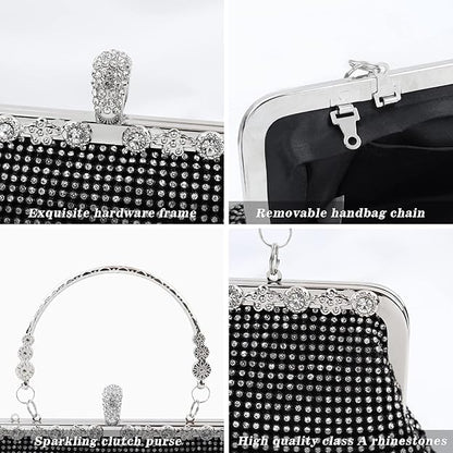topfive Evening Clutch Purse Small Crystal Clutch Sparkling Handbag for Women Wedding Evening Formal Bag