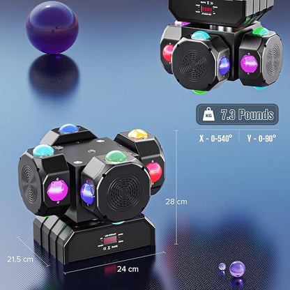 HOLDLAMP 200W LED Moving Head DJ Lights with 4 Rotating Head,16X10W RGBW 4-in-1 Party Light with Strobe Stage Effect Beam Lights Controlled by 14CH DMX-512/Sound Activated for Christmas KTV Wedding